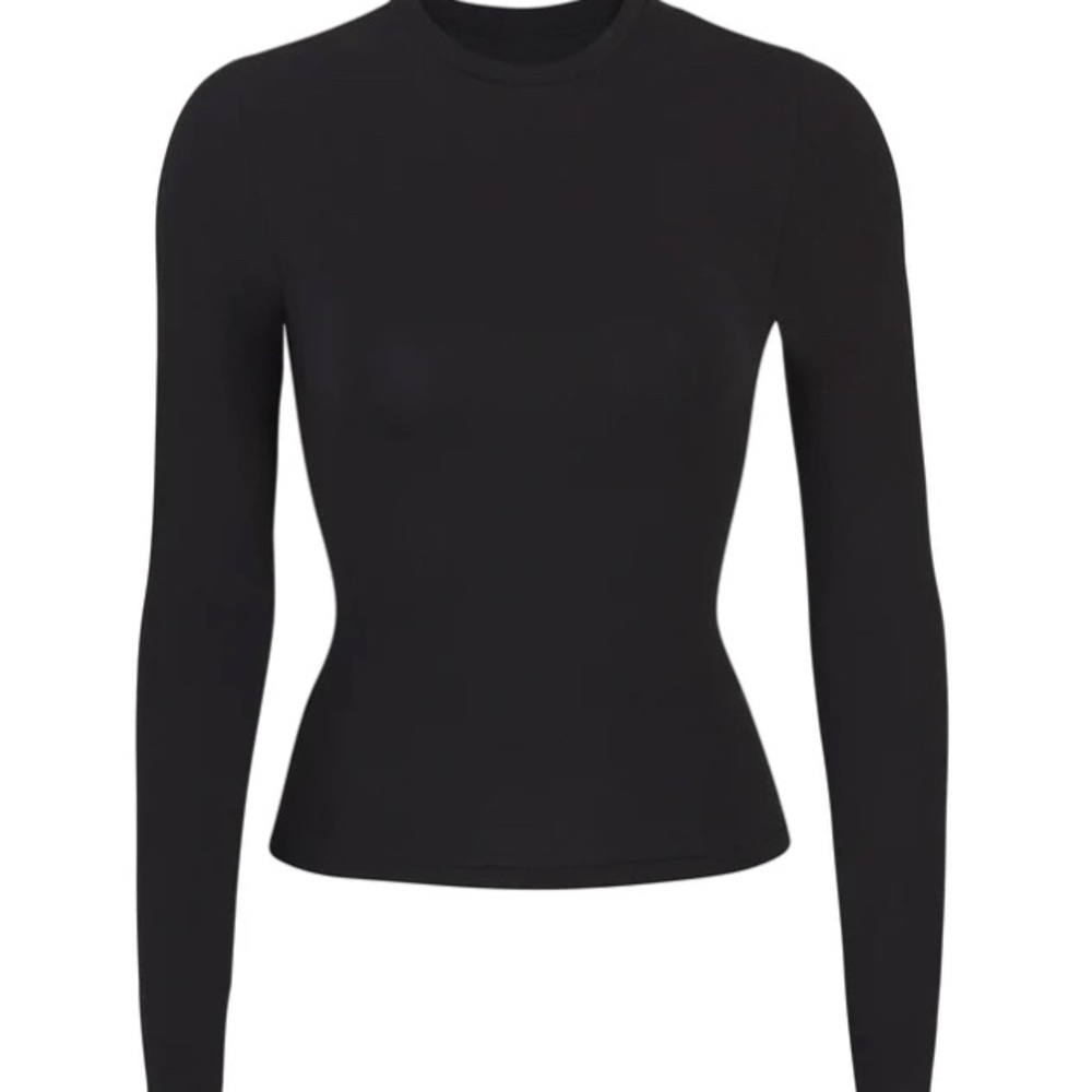 NWT SKIMS Cotton Jersey Long Sleeved T-Shirt - Soot - Picture 2 of 3